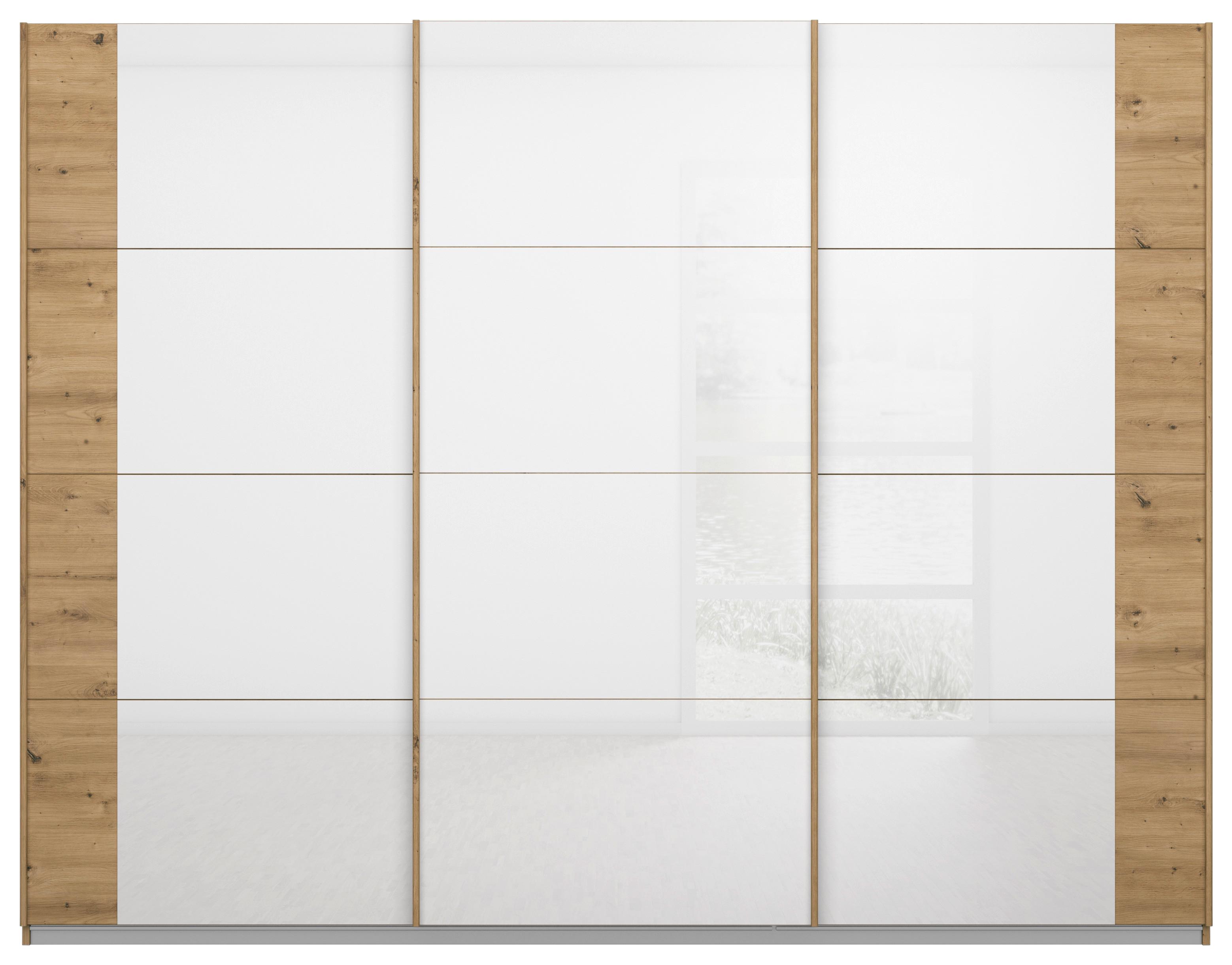 Ormar S Kliznim Vratima Artemis - bijela/hrast Artisan, Moderno, staklo/drvni materijal (271/210/62cm) - Modern Living