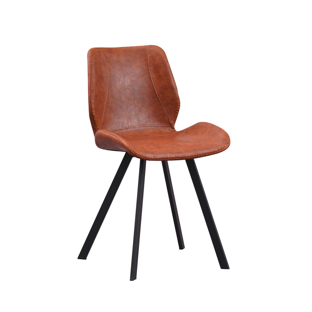 Stuhl-Set Barona 4er-Set Cognac Lederlook - Cognac/Schwarz, MODERN, Textil/Metall (44/80/55cm) - MID.YOU