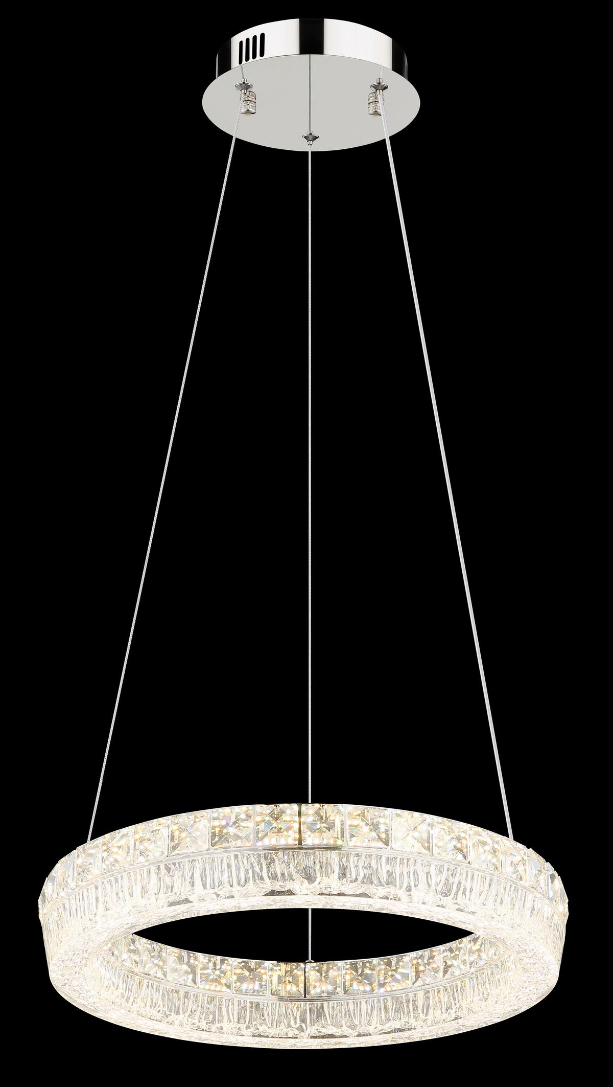 Led Viseća Svjetiljka Laurel - prozirno/boje kroma, Konvencionalno, staklo/metal (40/120cm) - Globo