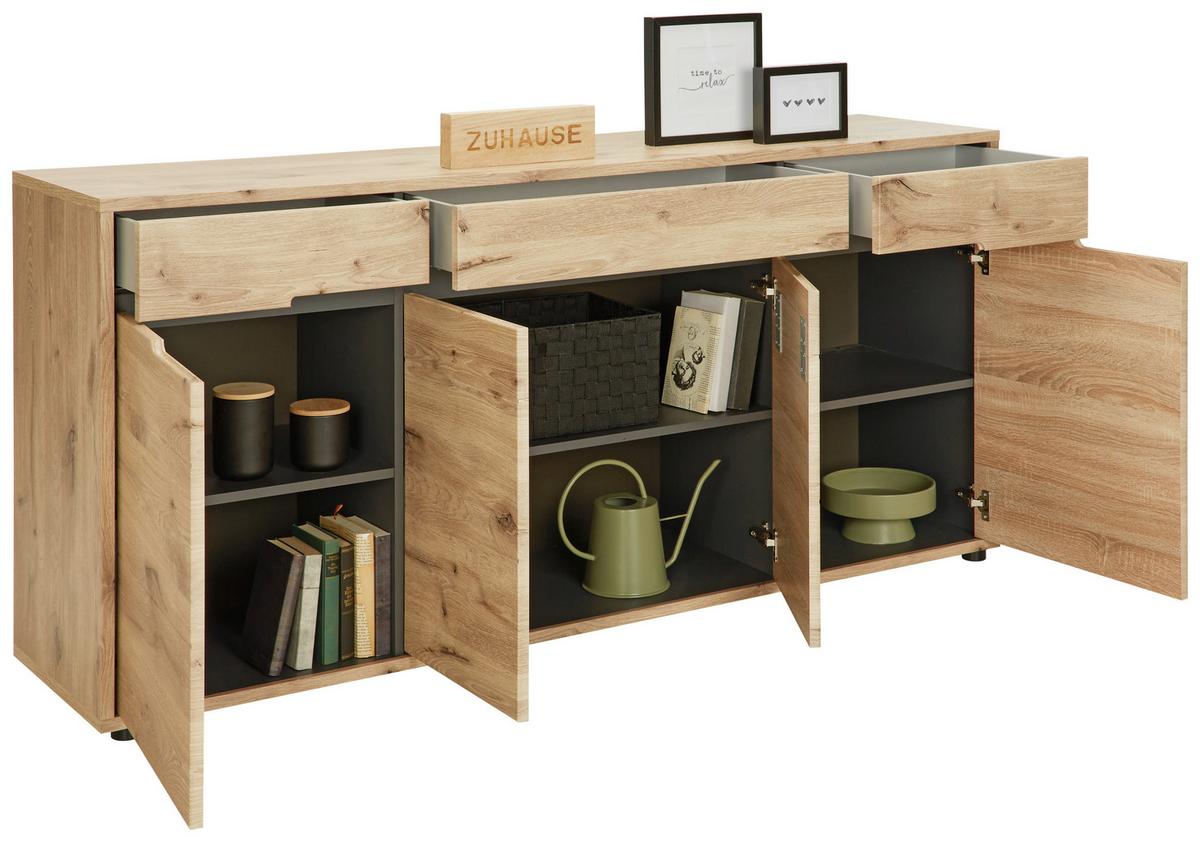 Sideboard Bellano in Viking Oak Nature - MODERN, Holzwerkstoff (185/87/44cm) - Mömax