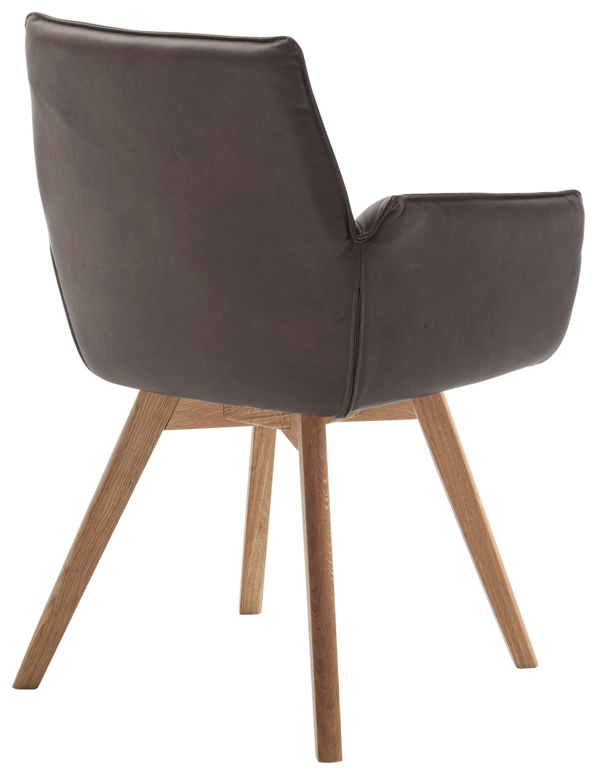 KRZESŁO Z PODŁOKIETNIKAMI CORK - dąb dziki/cappuccino, Konventionell, skóra/drewno (61/87/63cm) - Linea Natura