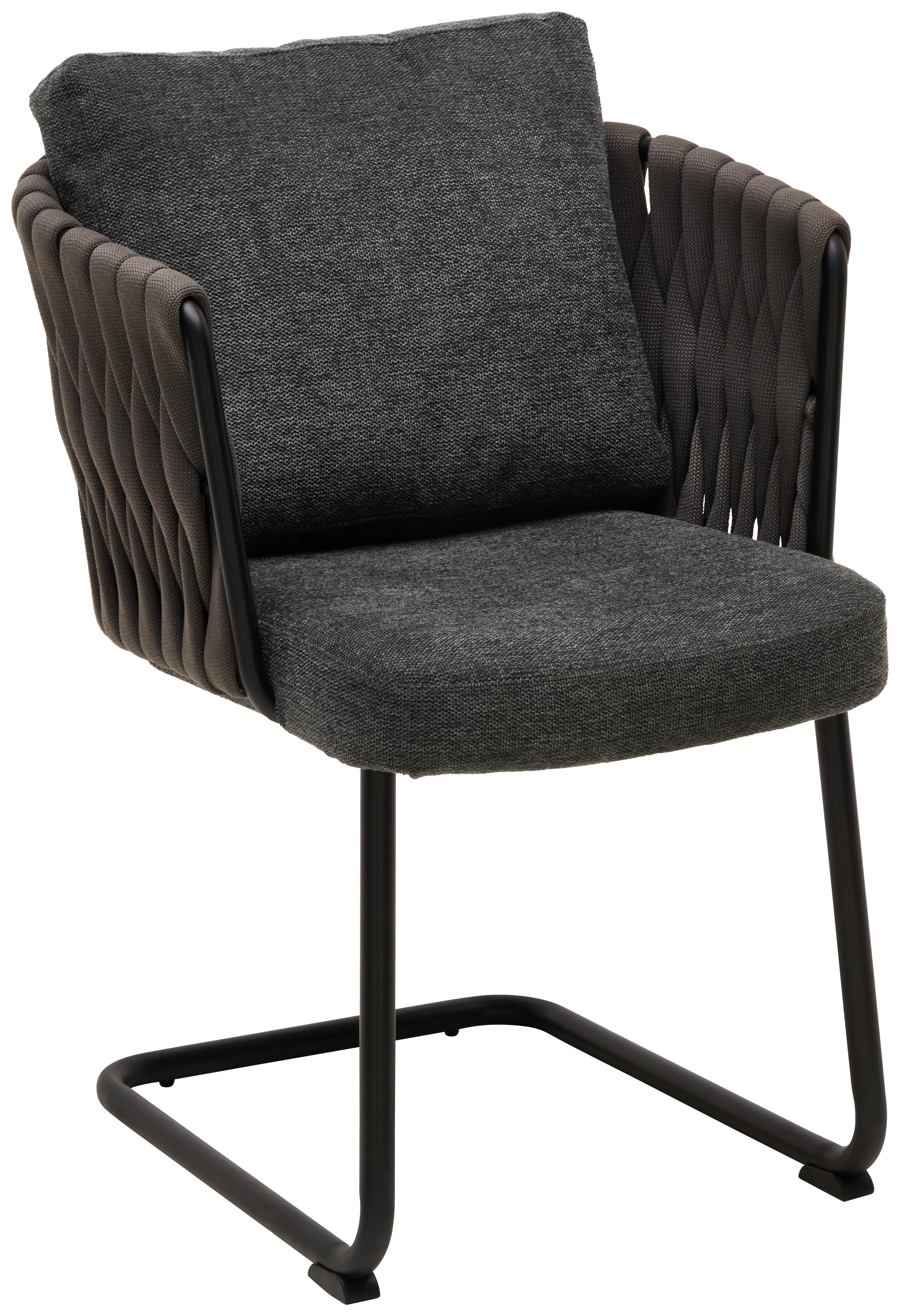 KRZESŁO NA PŁOZIE HAMBURG - czarny/szary, Modern, metal/tkanina (56/77-83/61cm) - Livetastic