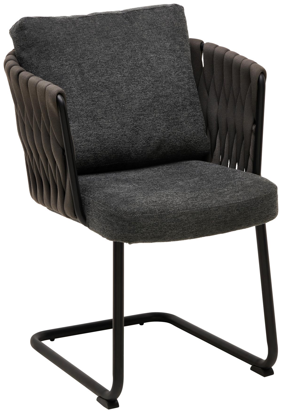 KRZESŁO NA PŁOZIE HAMBURG - czarny/szary, Modern, metal/tkanina (56/77-83/61cm) - Livetastic