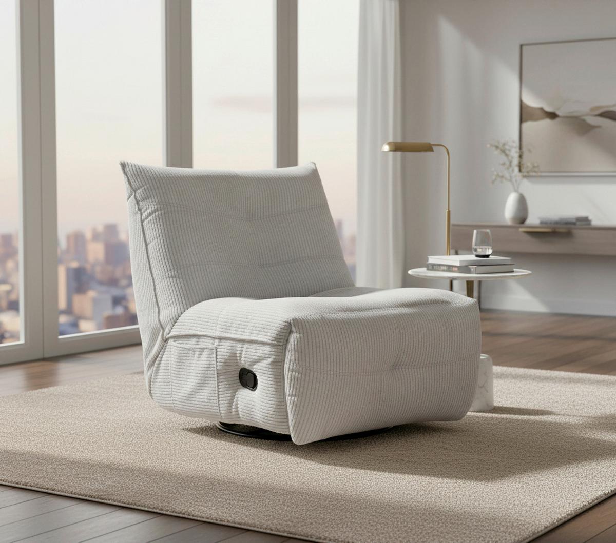 Sessel Alura Hellgrau Cord Drehbar - Hellgrau/Schwarz, MODERN, Holz/Textil (90/92/90cm) - Bessagi Home