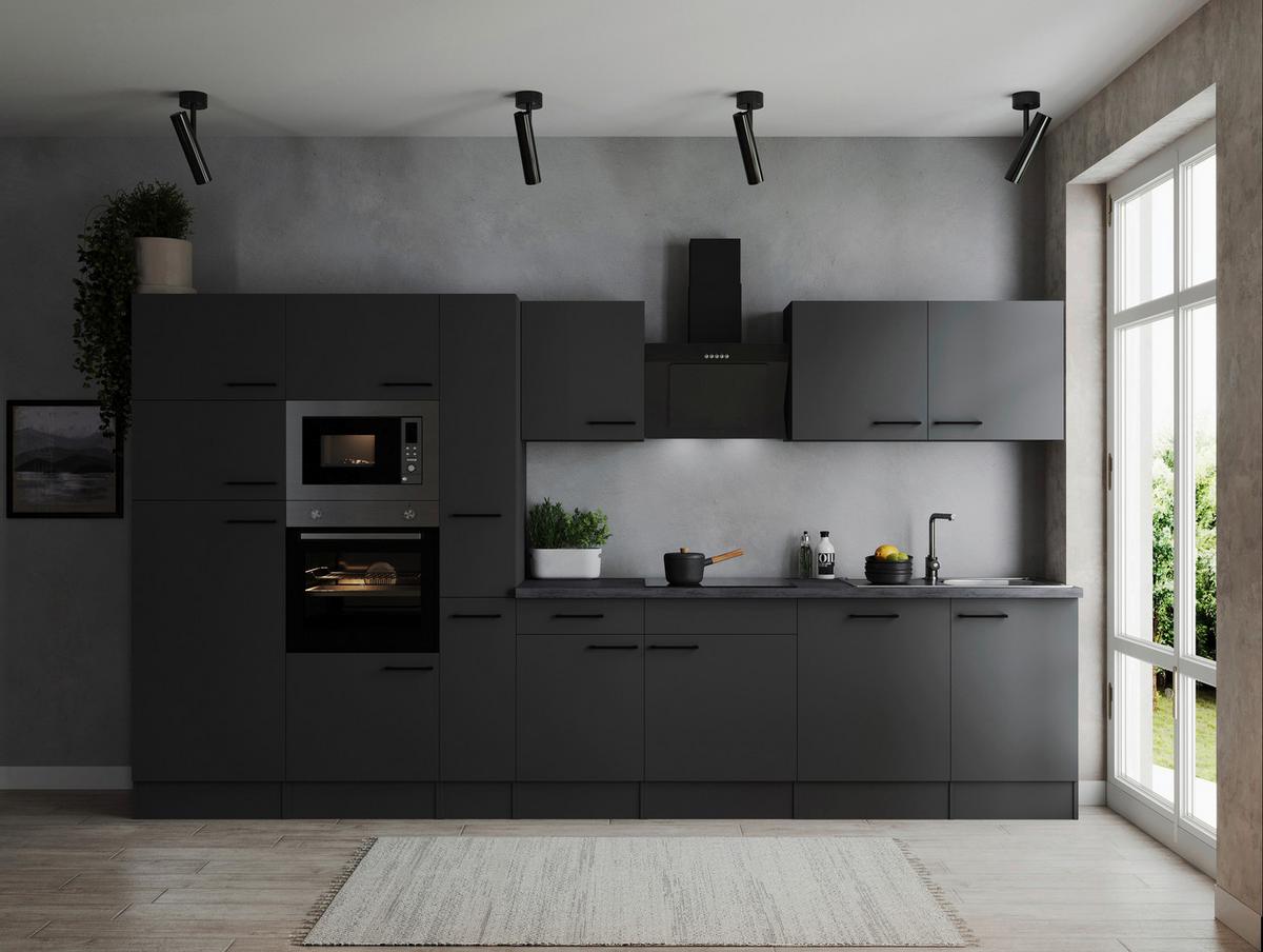 Kuhinjski Blok Z Aparati Oliver, 370cm - temno siva/črna, Design, kovina/leseni material (370cm) - Respekta