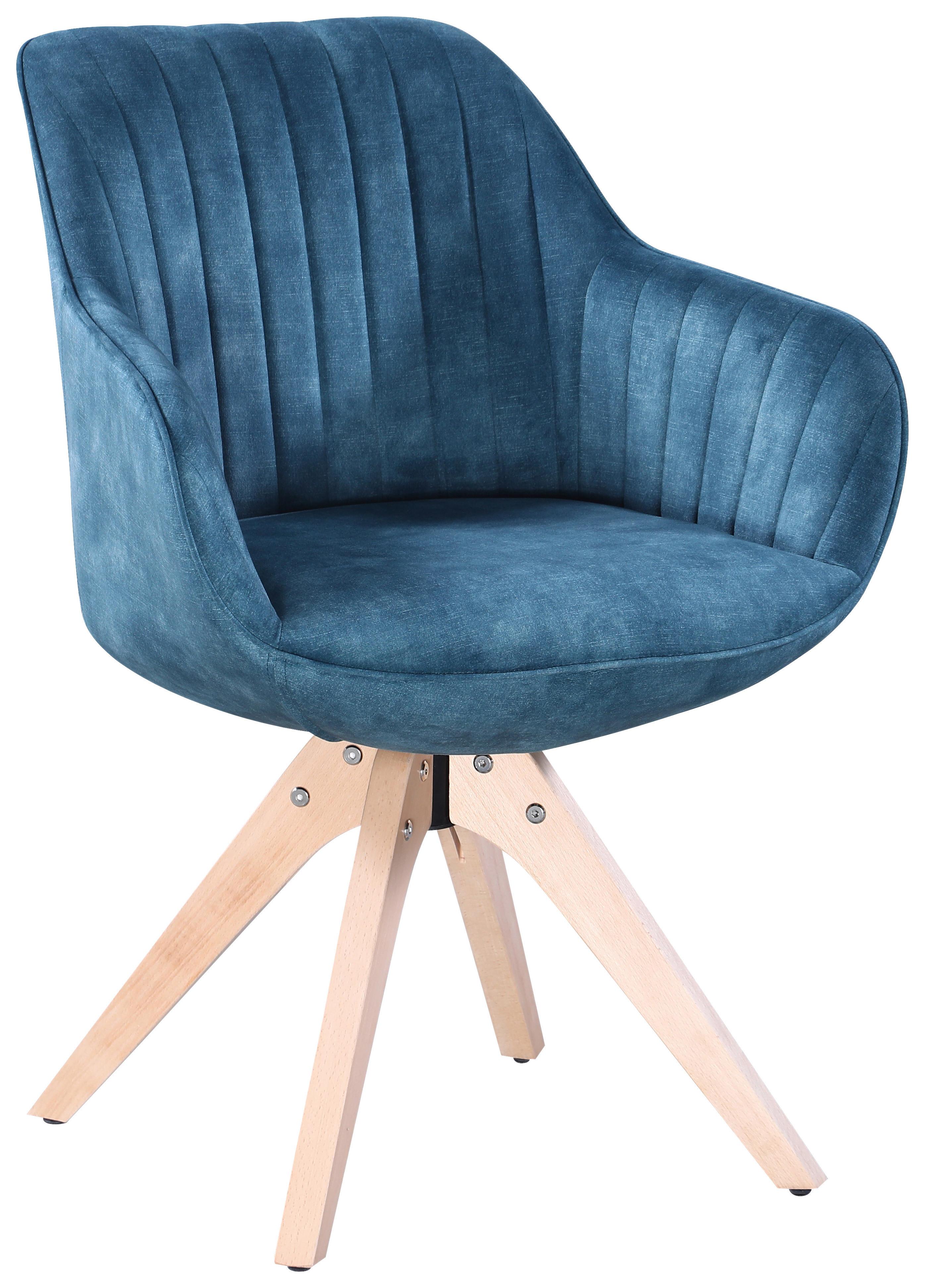 STOL MED ARMSTÖD RELAX - bokfärgad/turkos, Modern, trä/textil (60/82/61cm) - Mömax