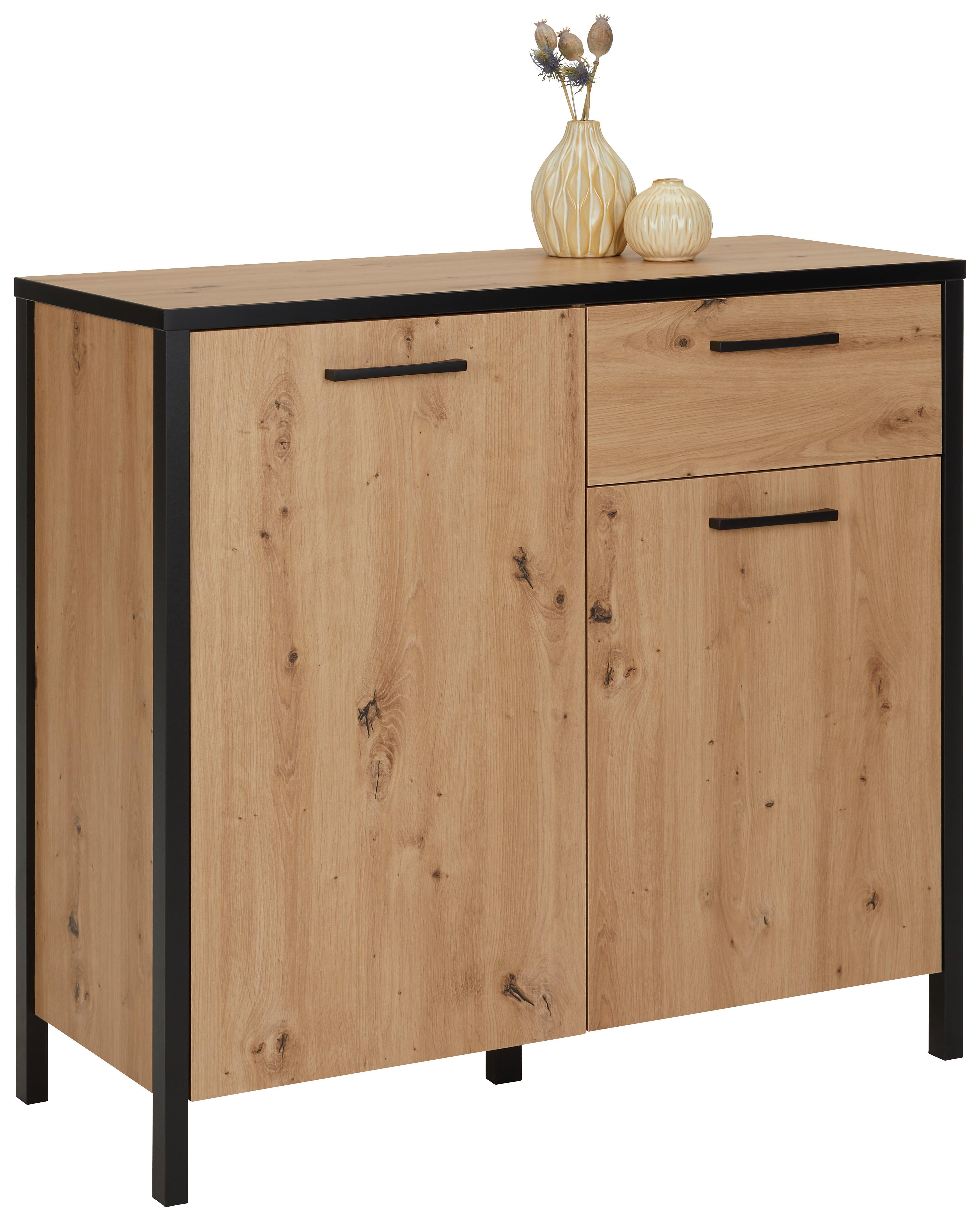 Kommode in Eichefarben/Schwarz - Eichefarben/Schwarz, LIFESTYLE, Holzwerkstoff/Kunststoff (95/88/40cm) - Mömax