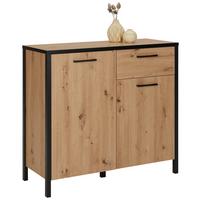 Kommode in Eichefarben/Schwarz - Eichefarben/Schwarz, Lifestyle, Holzwerkstoff/Kunststoff (95/88/40cm) - Mömax