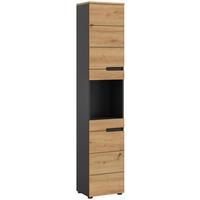 Hochschrank Canu ca. 38x193x34 cm Eiche/Grau - Dunkelgrau/Schwarz, MODERN, Holzwerkstoff/Kunststoff (38/193/34cm) - MID.YOU