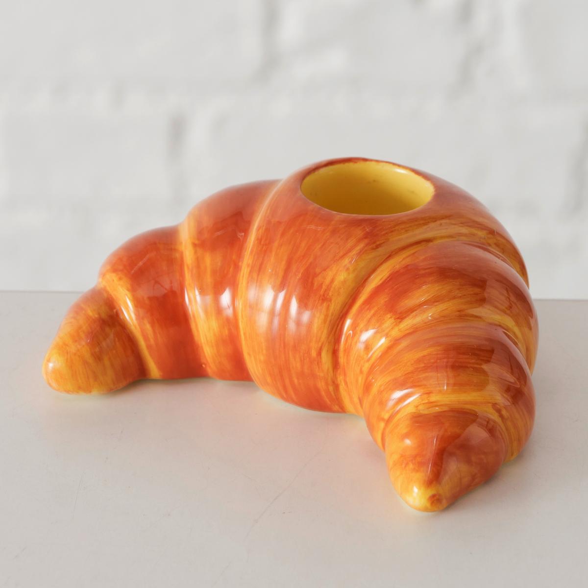 Stabkerzenhalter Croissant Hellbraun - Hellbraun, Basics, Keramik (8,5/7/3,5cm)
