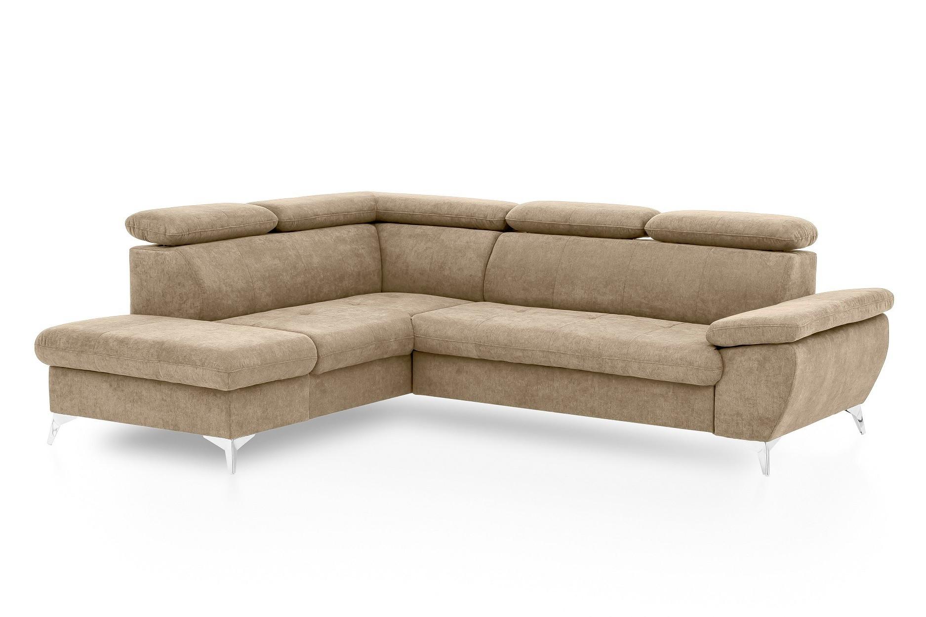 Sarokkanapé Gisele - szürkésbézs, Modern, textil (209/83/256cm)