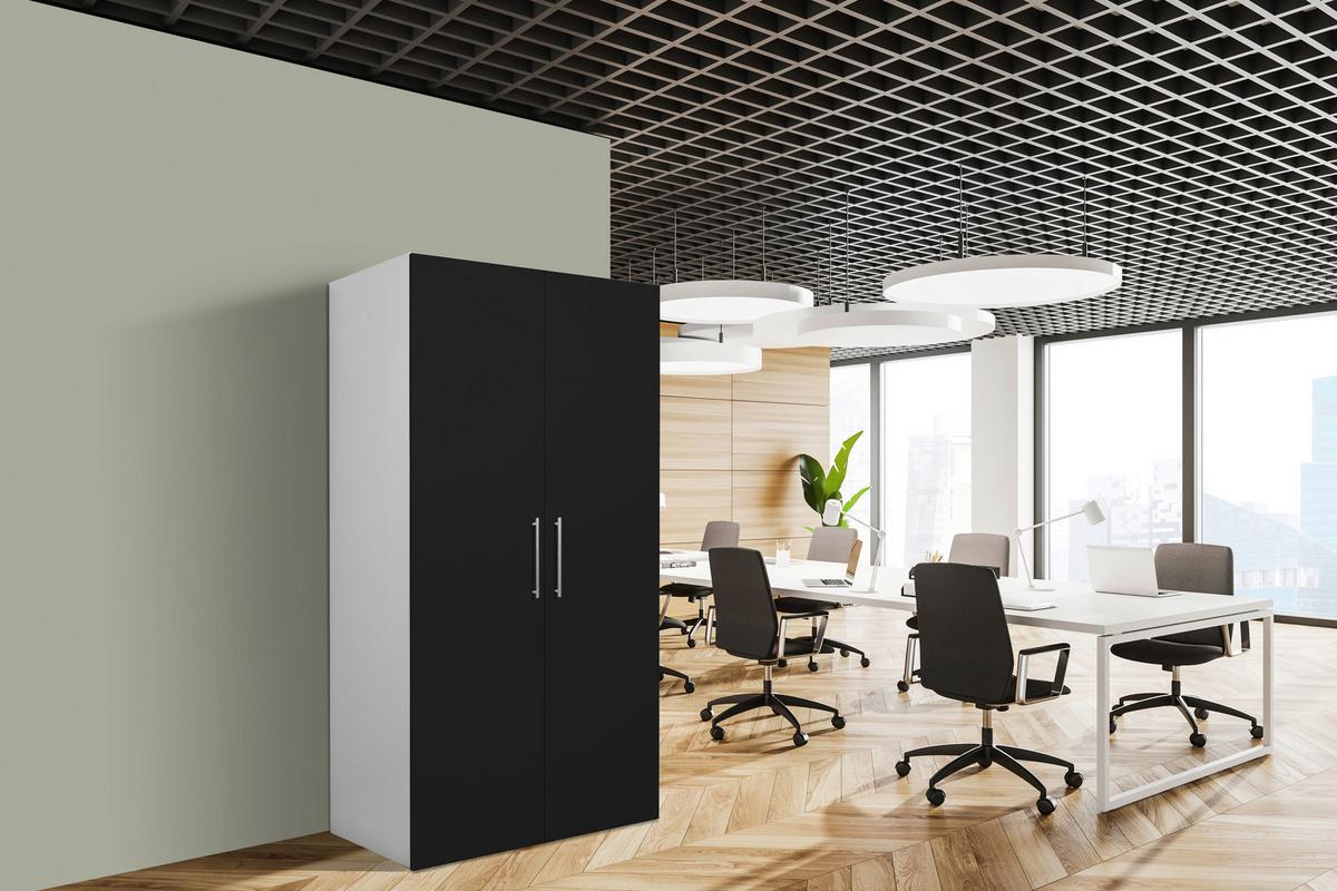 Schrankküche Economy Schwarz mit Geräte B: ca. 104 cm - Edelstahlfarben/Silberfarben, MODERN, Holzwerkstoff/Metall (104/193/67cm) - Respekta