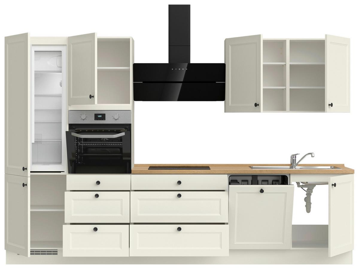 Küchenblock Cascada High m. Geräten Weiß - Eichefarben/Schwarz, MODERN, Holzwerkstoff/Metall (330cm) - Nobilia