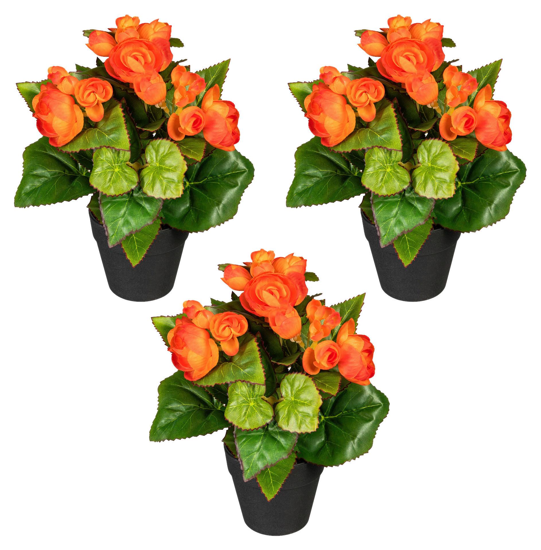 Kunstpflanze Blühpflanzen Orange/Grün - Schwarz/Orange, Design, Kunststoff (24cm)