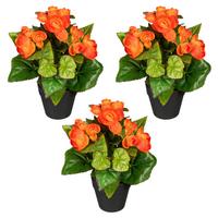 Kunstpflanze Blühpflanzen Orange/Grün - Schwarz/Orange, Design, Kunststoff (24cm)