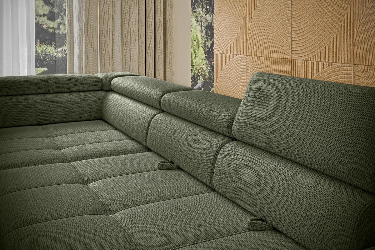 Coltar EMPOLI L - măsliniu, Modern, textil/material pe bază de lemn (218x290/76,5-93,5/111cm) - Modern Living