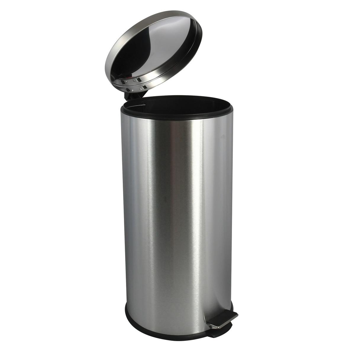 Treteimer 100157 - Silberfarben/Schwarz, Basics, Kunststoff/Metall (29,5/63,5/29,5cm) - Spirella