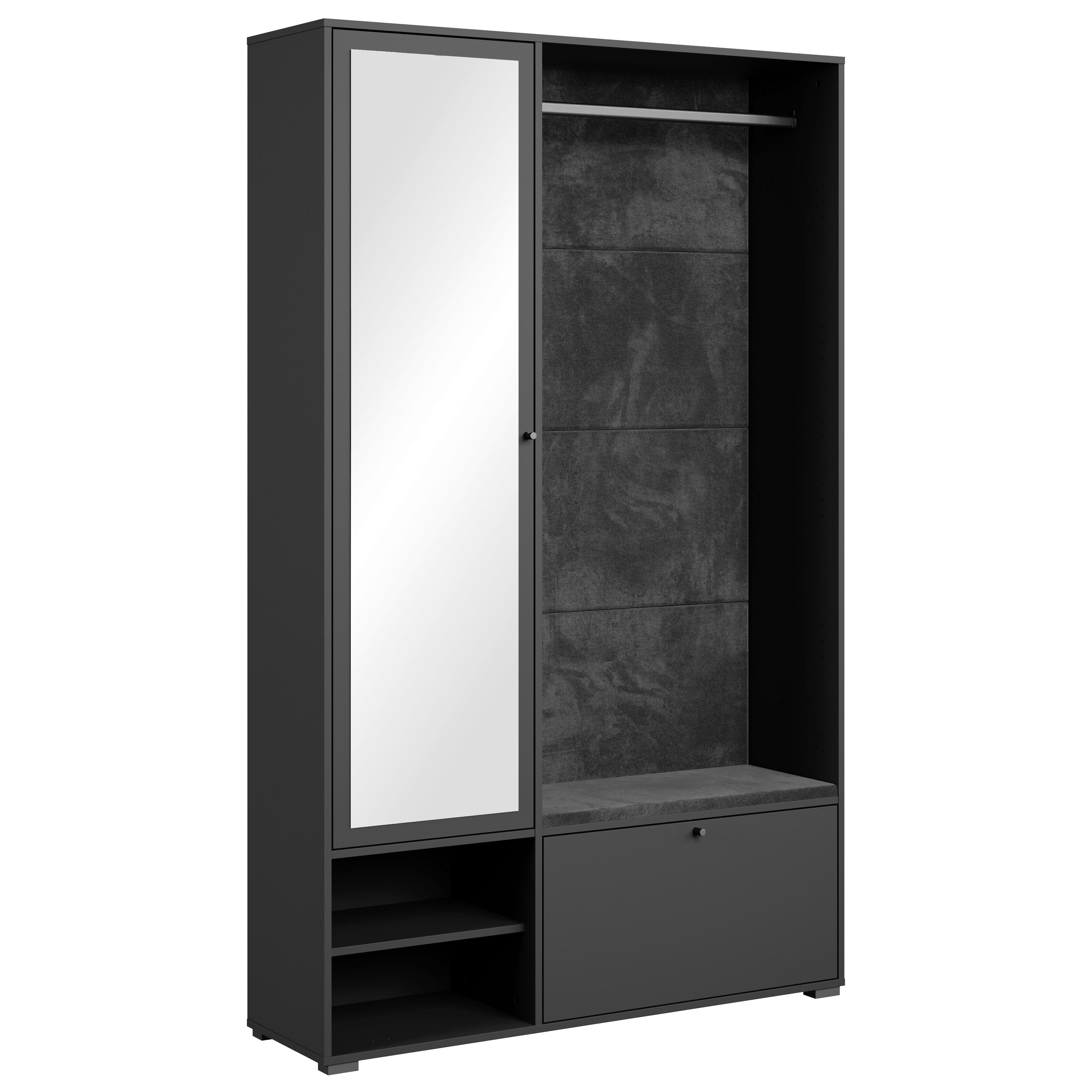 Garderobe Dino 013 4-tlg. Schwarz - Schwarz, Basics, Holzwerkstoff (117,3/190/33cm) - P & B