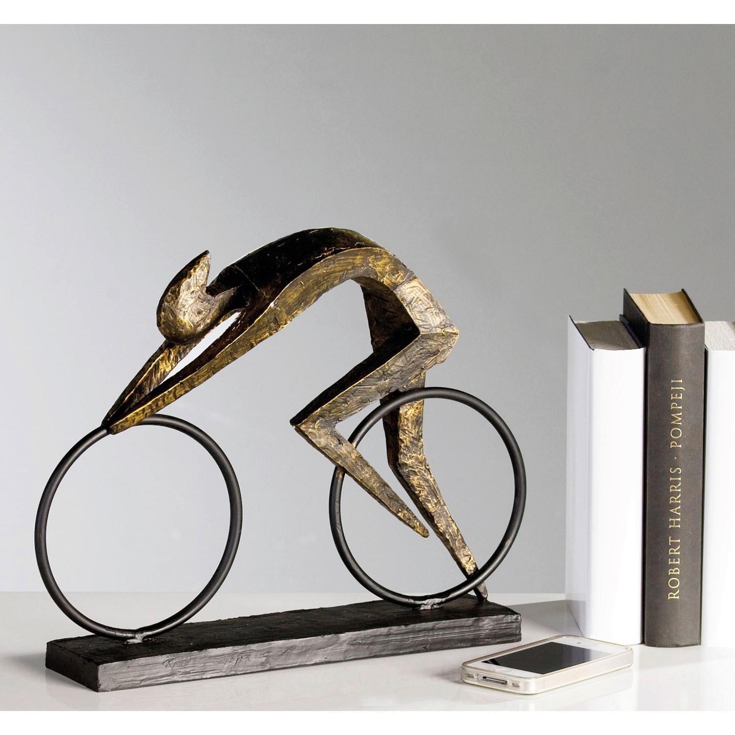 Skulptur Racer Schwarz/Bronzefarben - Schwarz/Bronzefarben, Basics, Kunststoff/Metall (36/28,5/7,5cm)