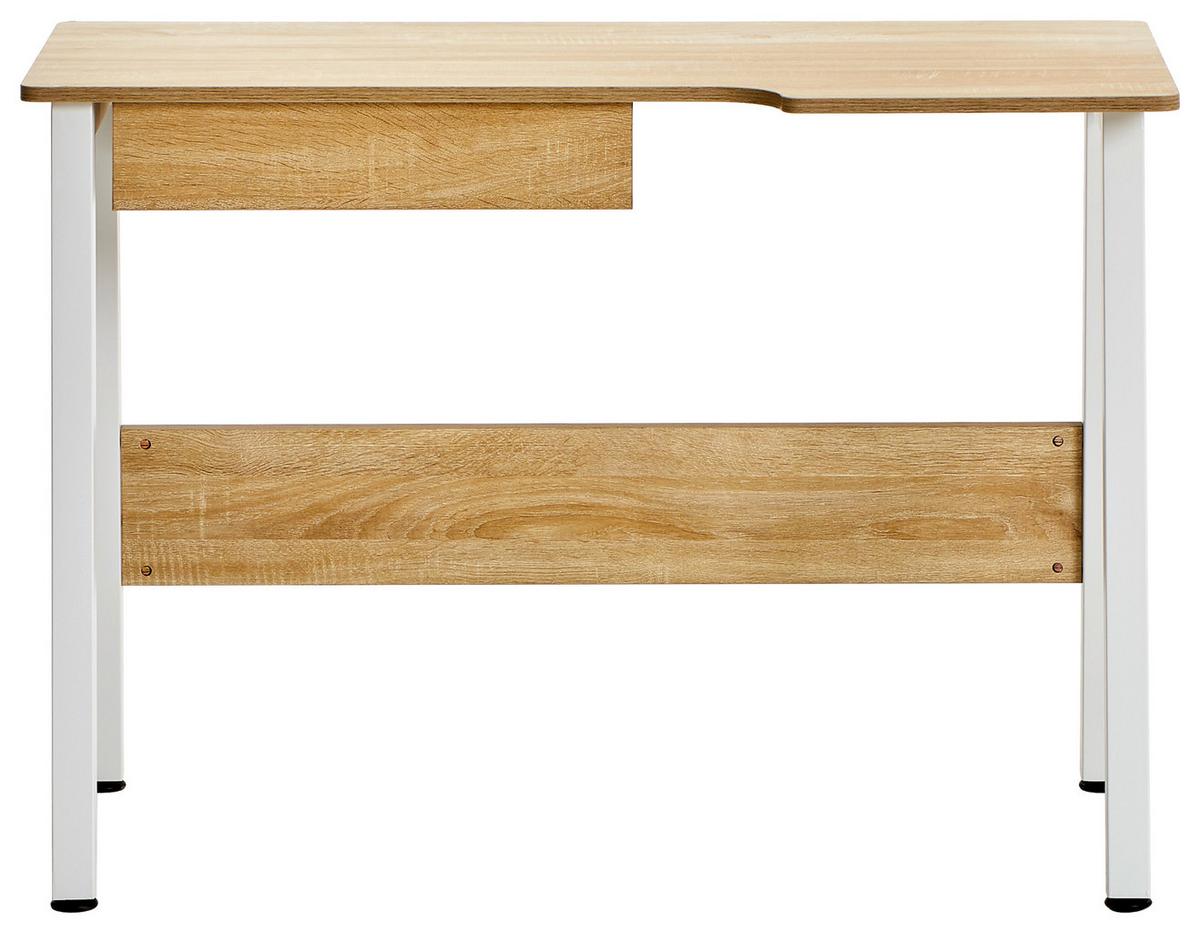 BIURKO LEONI - kolor dębowy/biały, Basics, metal/drewno (110/76/56cm) - MID.YOU