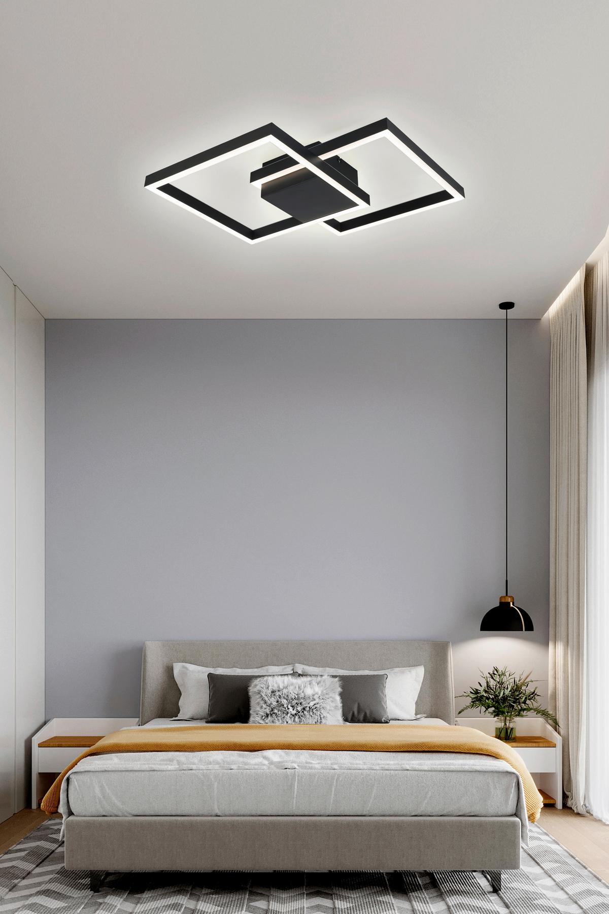 LAMPA SUFITOWA LED JAYDEN - czarny, Modern, tworzywo sztuczne/metal (74/51/9cm) - Bessagi Home