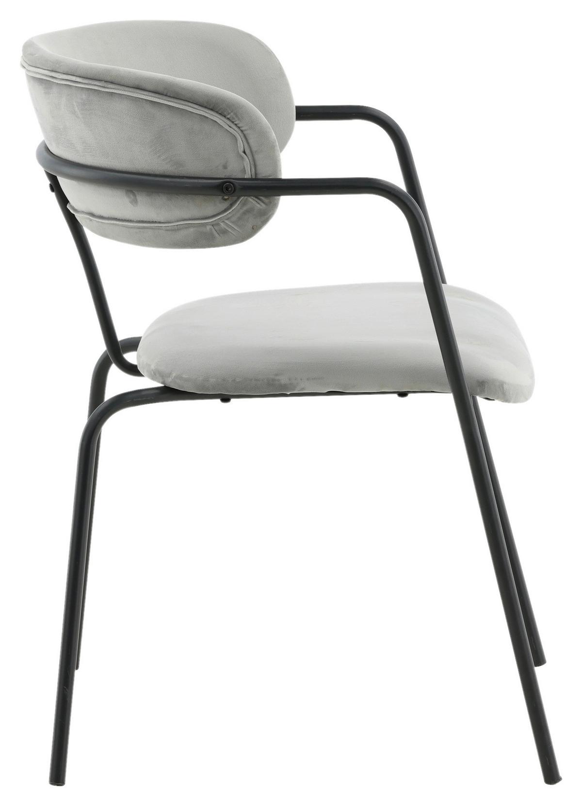 Stuhl-Set Arrow 2er-Set ca. 58x79 cm Samt Grau - Schwarz/Grau, Design, Textil/Metall (58/79/61cm) - Livetastic