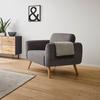 RELAXFÅTÖLJ PIA - mörkgrå/naturfärgad, Modern, trä/textil (86/76/75cm) - Bessagi Home