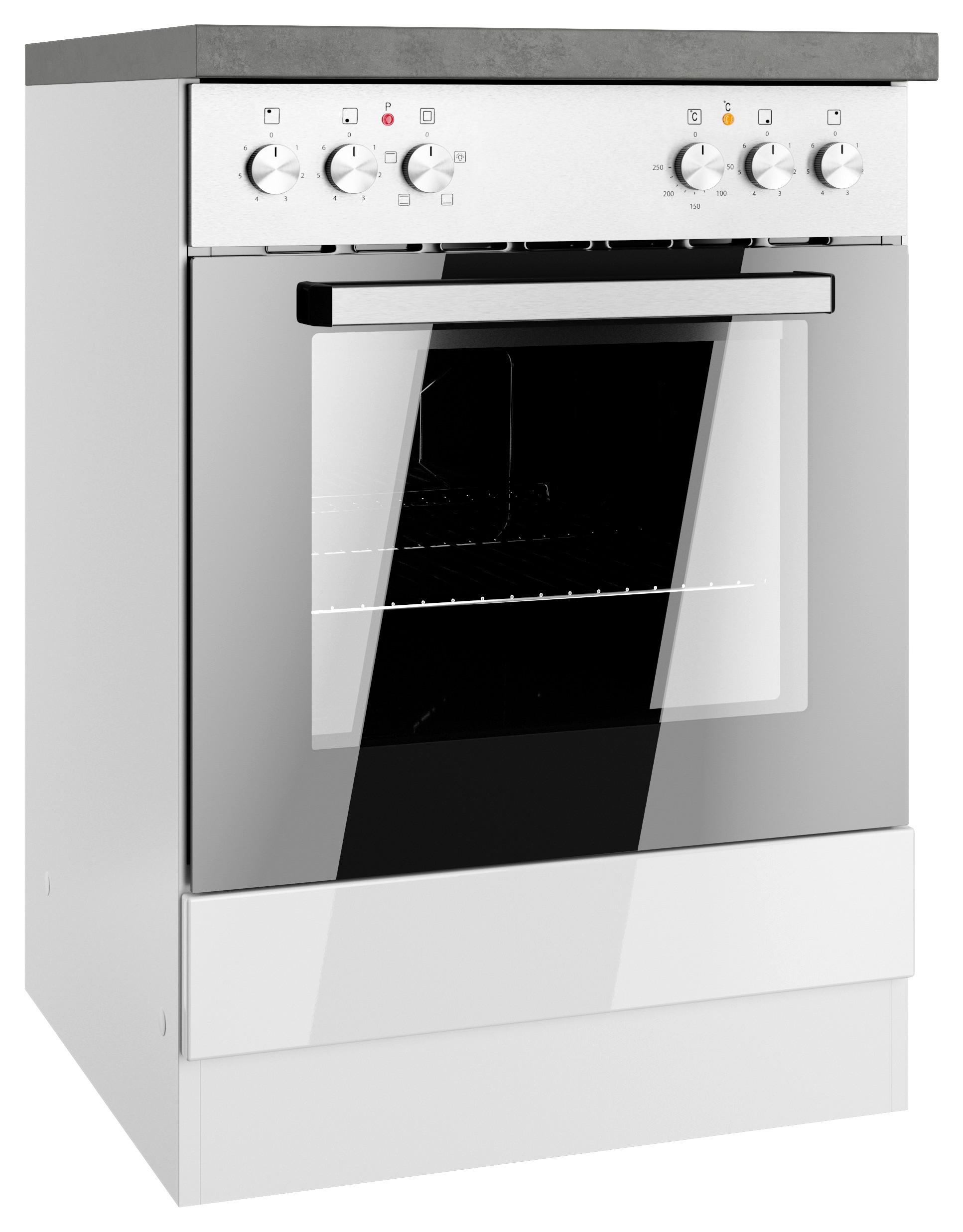 Herdumbauschrank Monza ca. 60x86 cm Weiß/Grau - Weiß Hochglanz/Weiß, LIFESTYLE, Holzwerkstoff (60/86/60cm) - Held