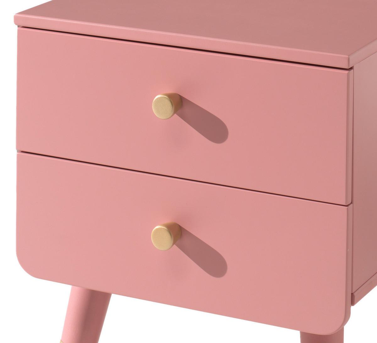 Kindernachtkästchen Rosa H: 45,2 cm Billy - Goldfarben/Rosa, KONVENTIONELL, Holzwerkstoff/Kunststoff (43/45,20/40cm) - MID.YOU