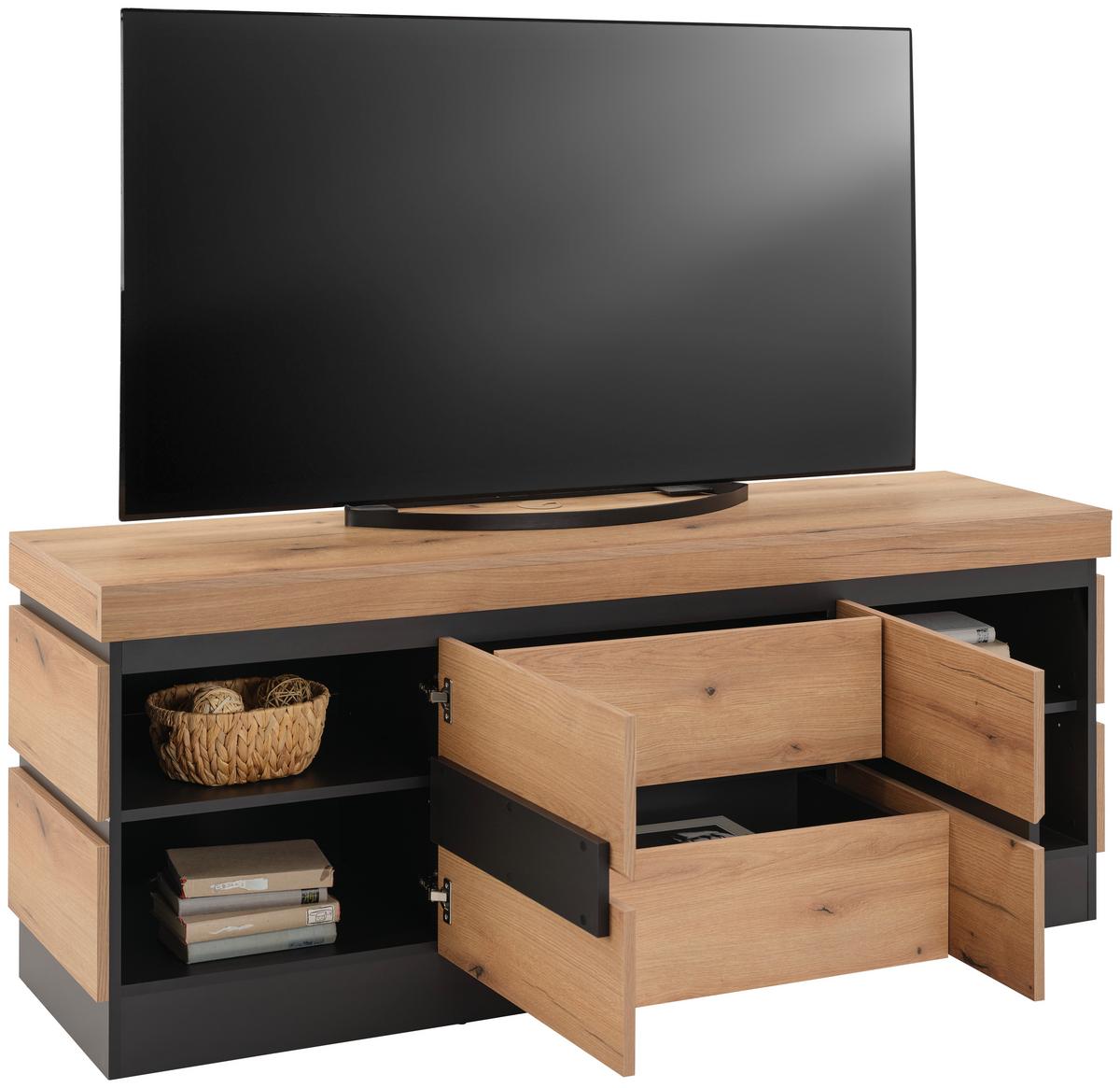 Tv Komoda Corte - siva/boje hrasta, Trend, drvni materijal/plastika (160,8/68/45cm) - Modern Living