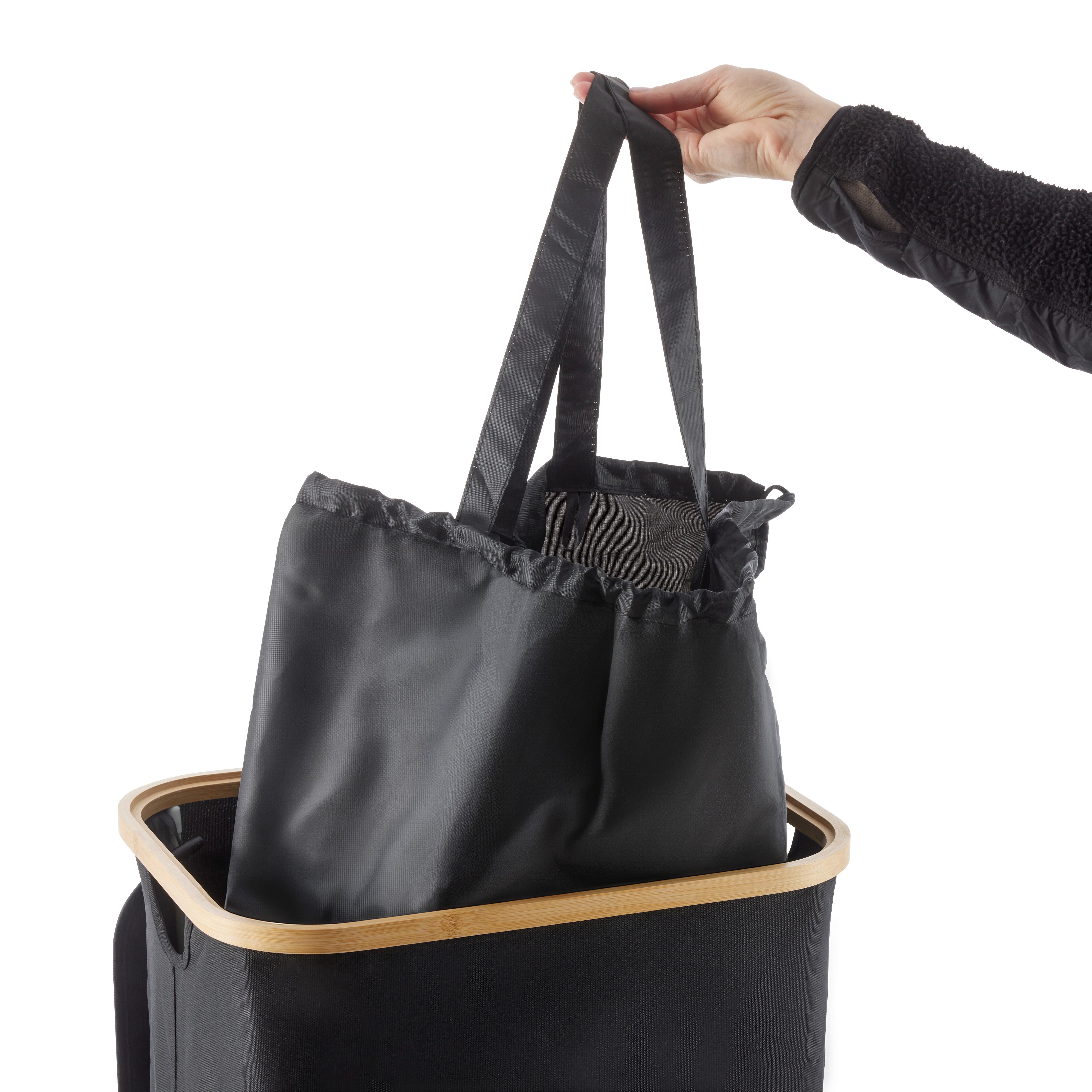 RETURKASSE FÖR PET-FLASKOR PET - svart, Klassisk, textil/naturmaterial (44/33/70cm) - Mömax