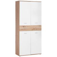 Dulap pentru pantofi KÖLN - alb/culoare lemn stejar, Modern, material pe bază de lemn (85/190,8/37,7cm) - Modern Living