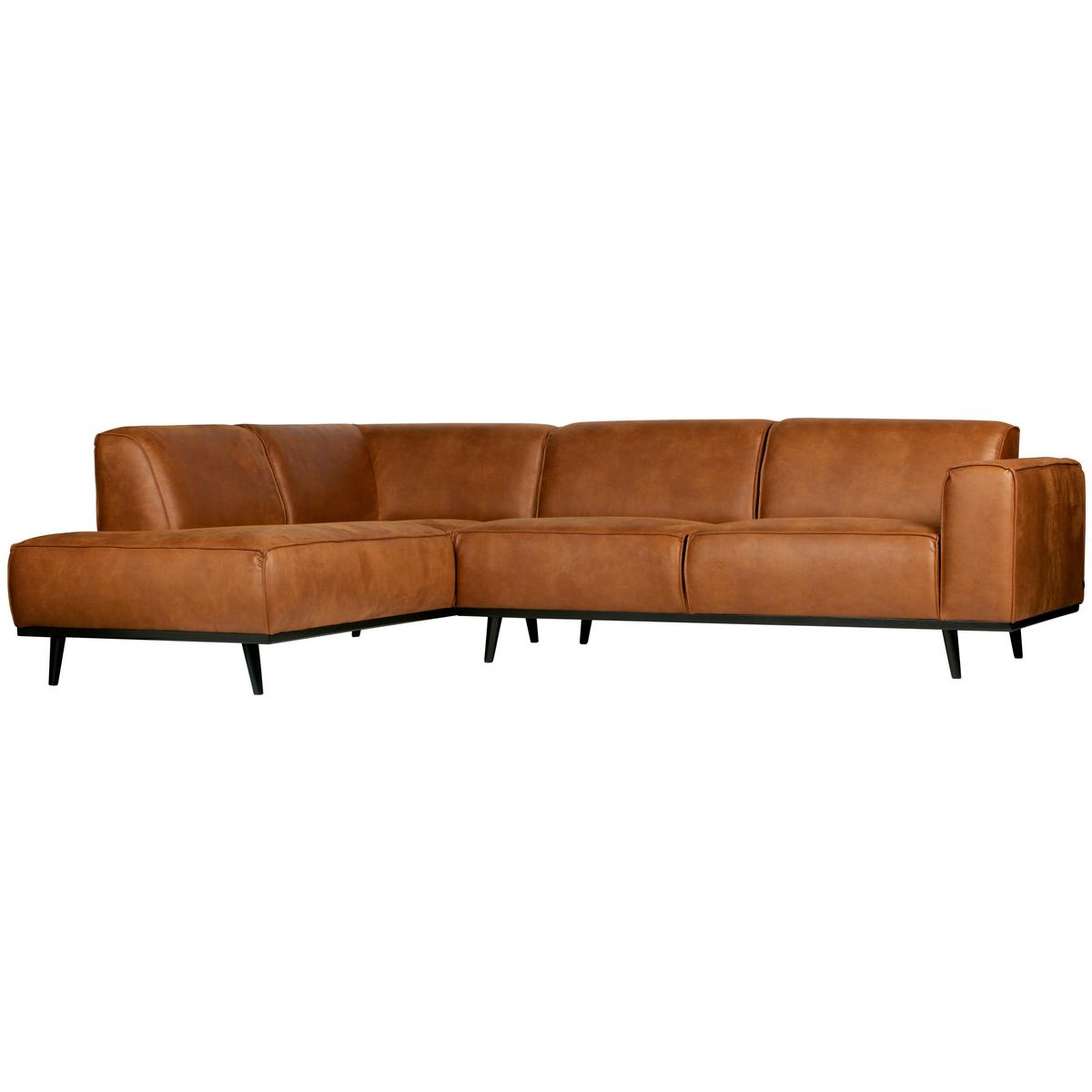 ECKSOFA Statement Cognac S: 210x274cm - Cognac/Schwarz, Design, Leder/Holz (210/274cm) - Livetastic