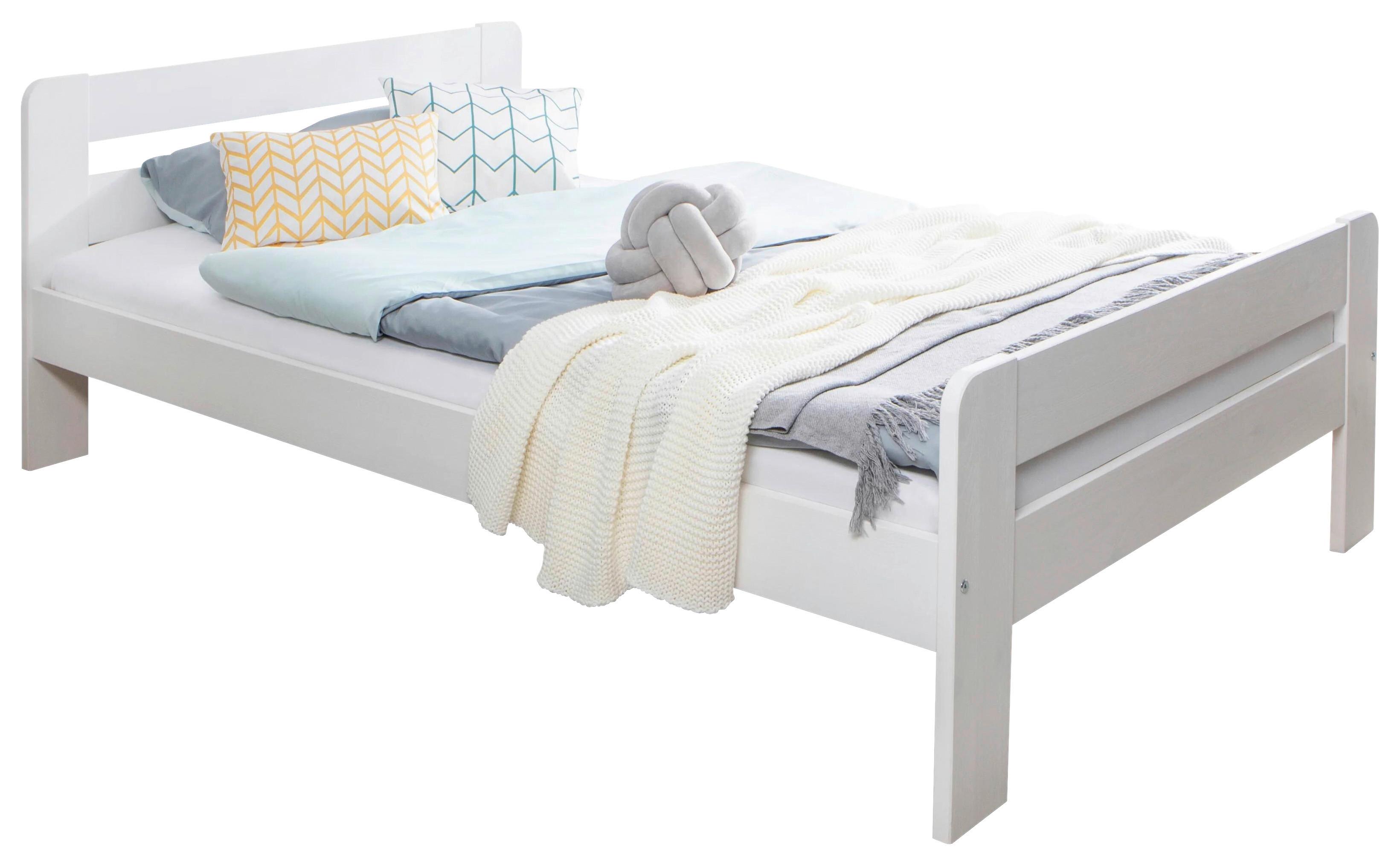 Postelja Bert, Bor, Bela, 120x200 - bela, Moderno, les (120/200cm) - MID.YOU