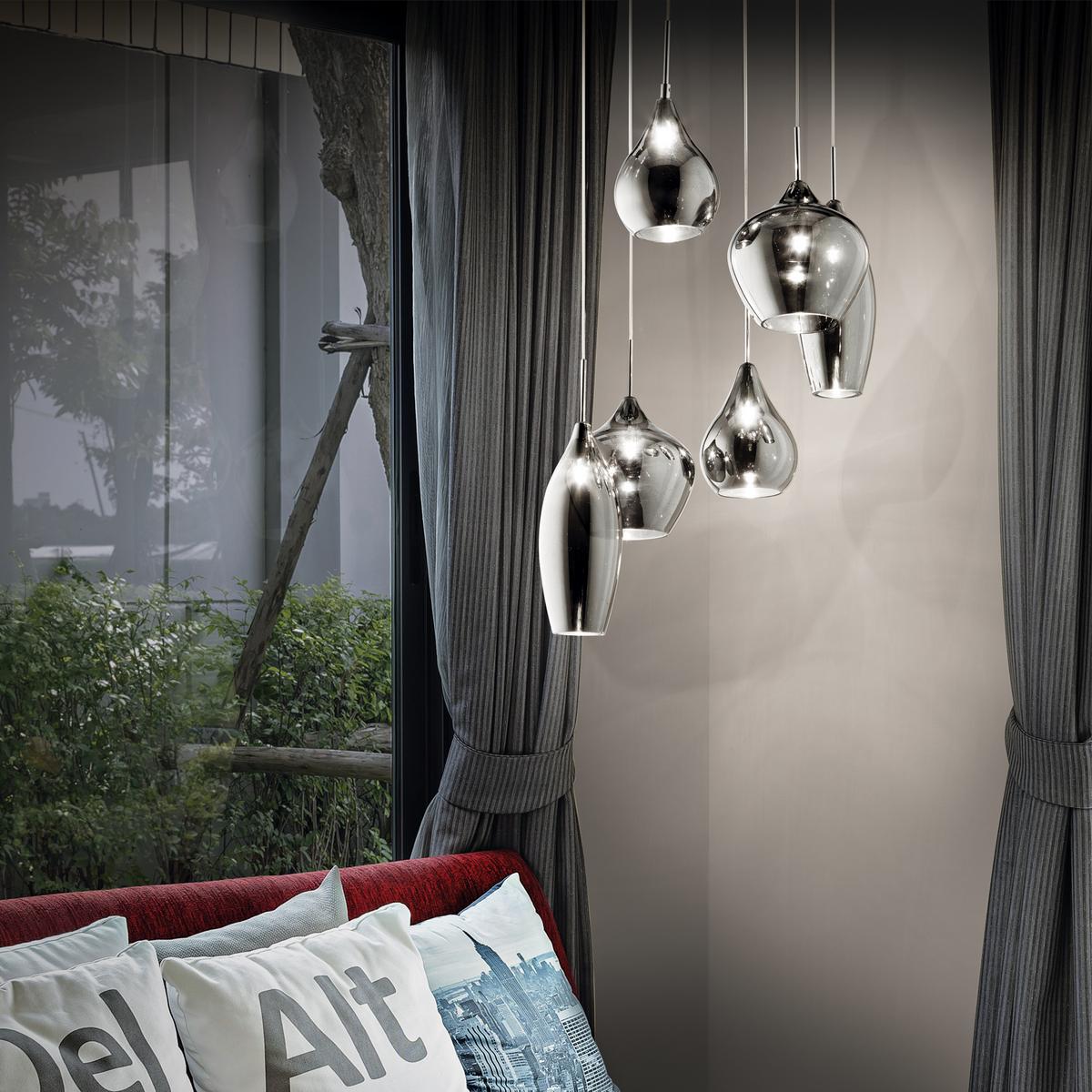 LAMPA WISZĄCA TRONDHEIM - szary, Trend, metal/szkło (60/30-135cm) - Dieter Knoll
