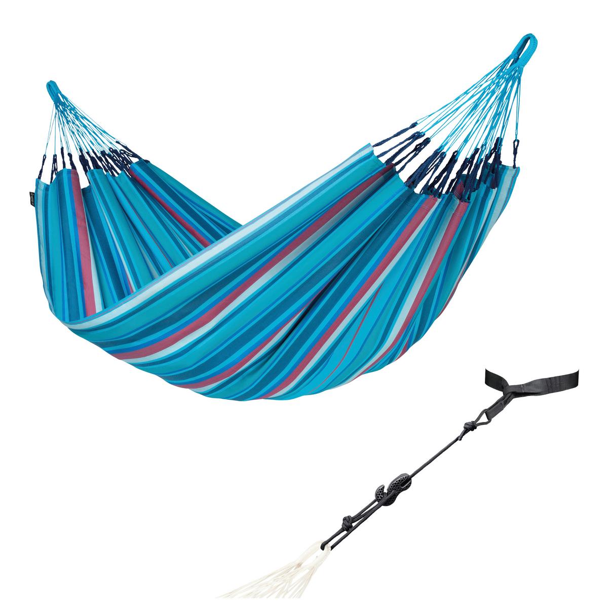Hängematte Classic Double Hammock Blau/Rot - Blau/Kirschrot, KONVENTIONELL, Textil (160/350cm) - La Siesta