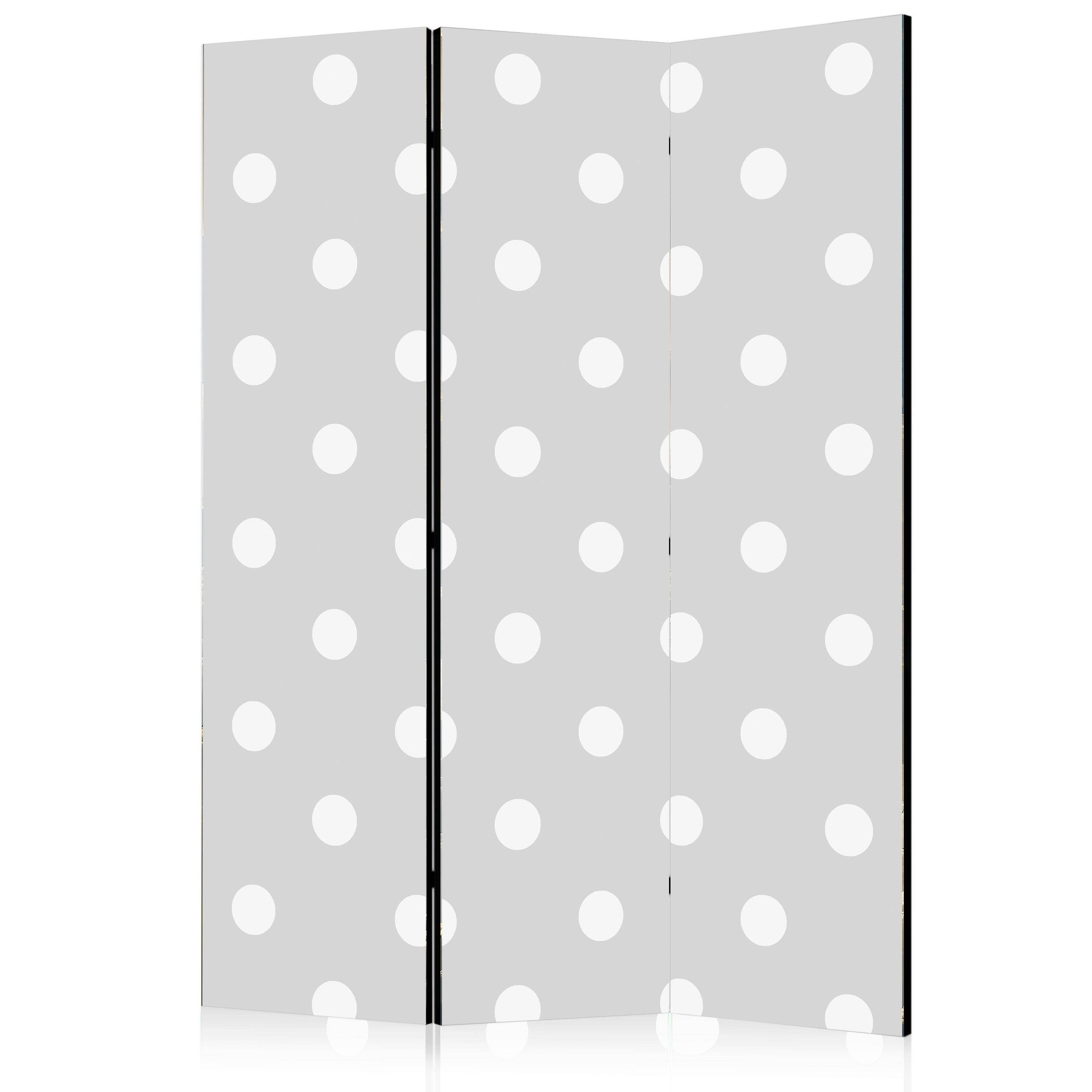 Paravan Cheerful Polka Dots, 3-Delni, Dvostranski - temno siva/svetlo siva, Basics, tekstil/les (135/172/3cm) - artgeist