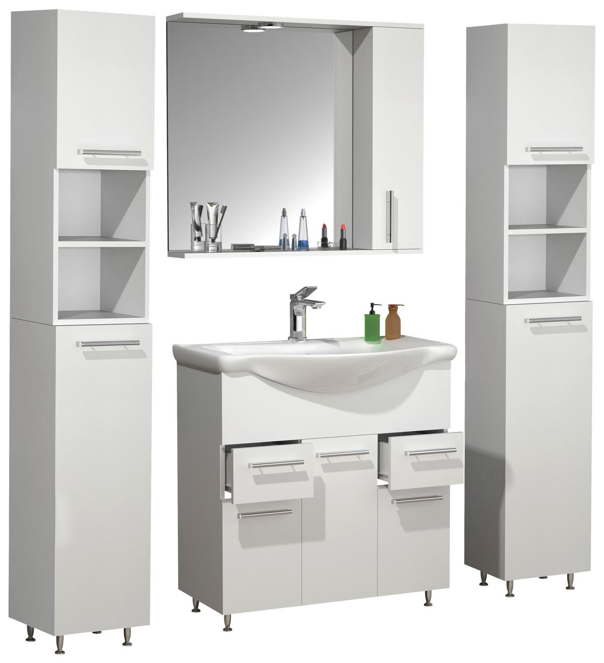 Kopalnica Lisalo Xl, Bela - srebrne barve/bela, Moderno, umetna masa/steklo (135cm) - MID.YOU