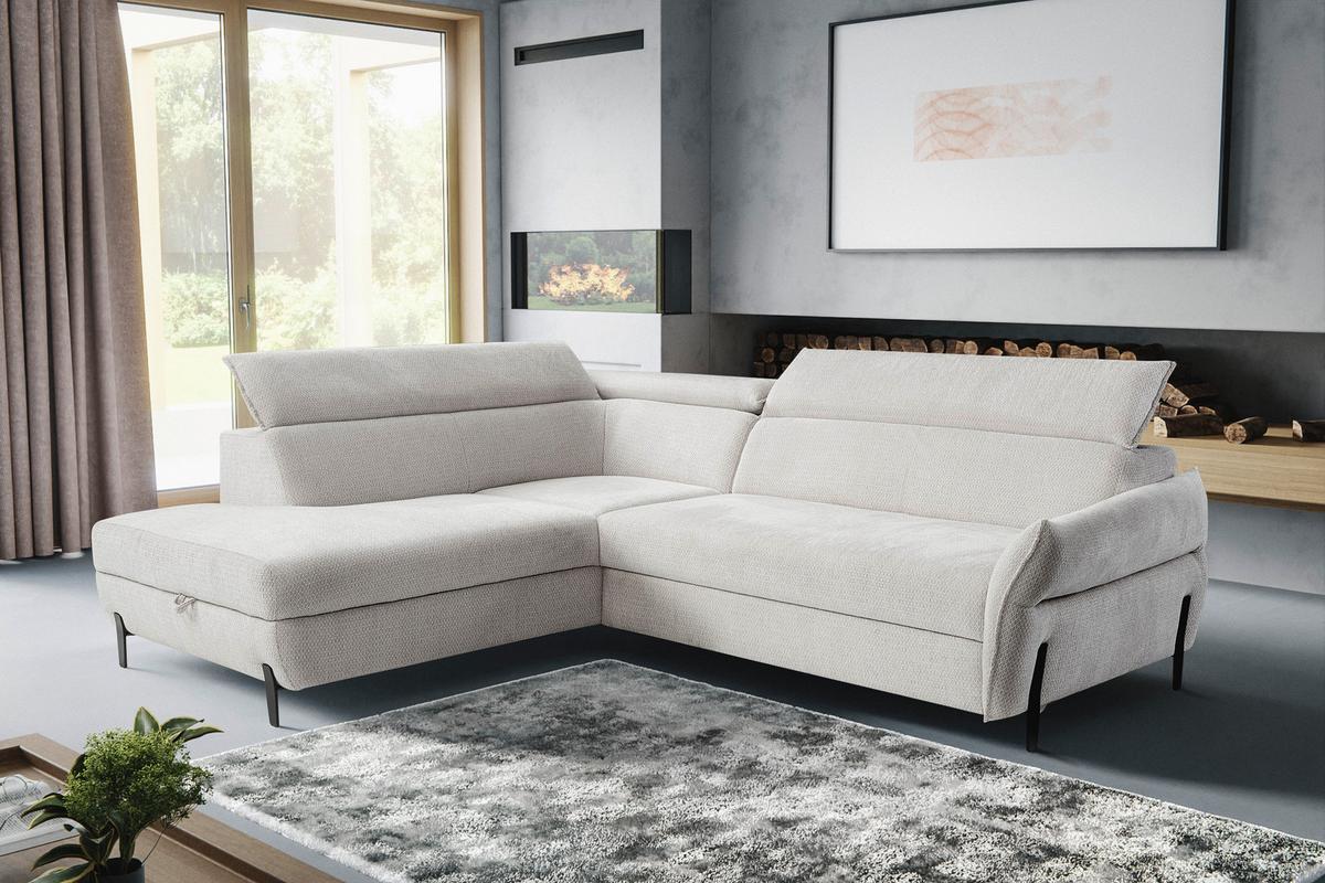 Kutna Garnitura Romeo - svijetlo siva/crna, Moderno, tekstil/metal (207-212/76-95/257cm) - Modern Living