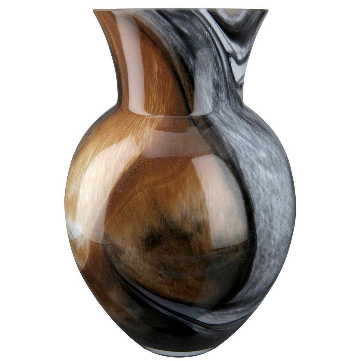 Vase Dunkelbraun/Hellbraun - Hellbraun/Dunkelgrau, Basics, Glas (18,5/25/18,5cm)