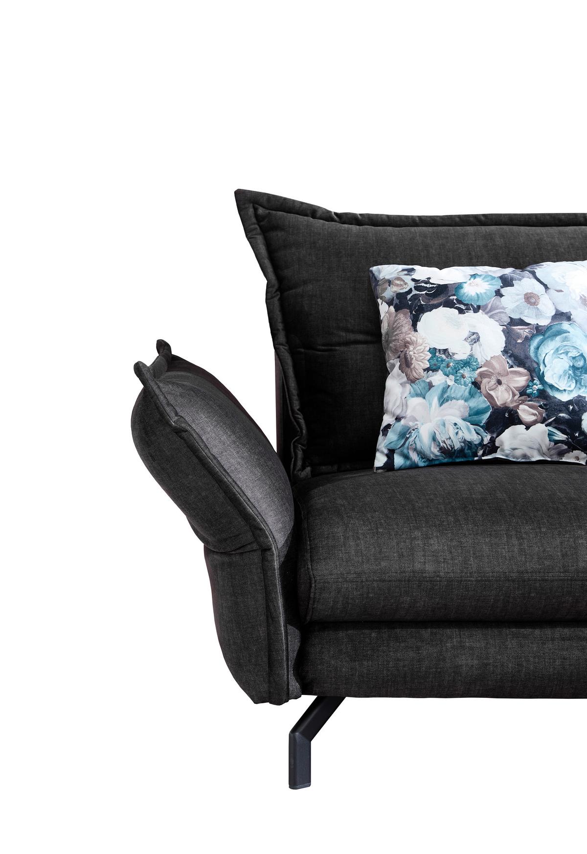 Wohnlandschaft Lava Anthrazit Velours - Türkis/Anthrazit, MODERN, Textil/Metall (255/180cm) - Livetastic