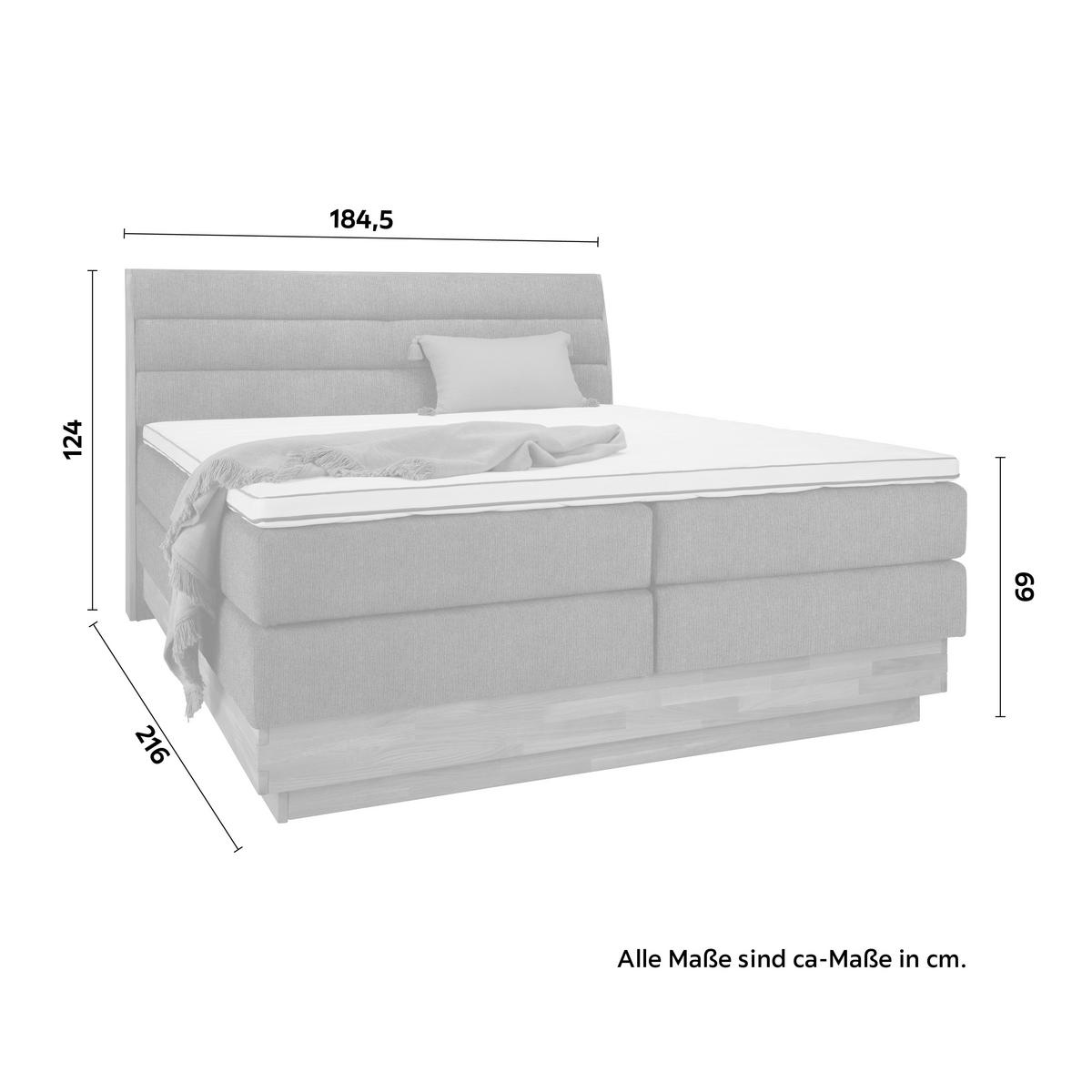 Boxspringbett Marissa in Graphitfarben ca. 180x200cm - Graphitfarben, KONVENTIONELL, Holz/Kunststoff (180/200cm) - Premium Living