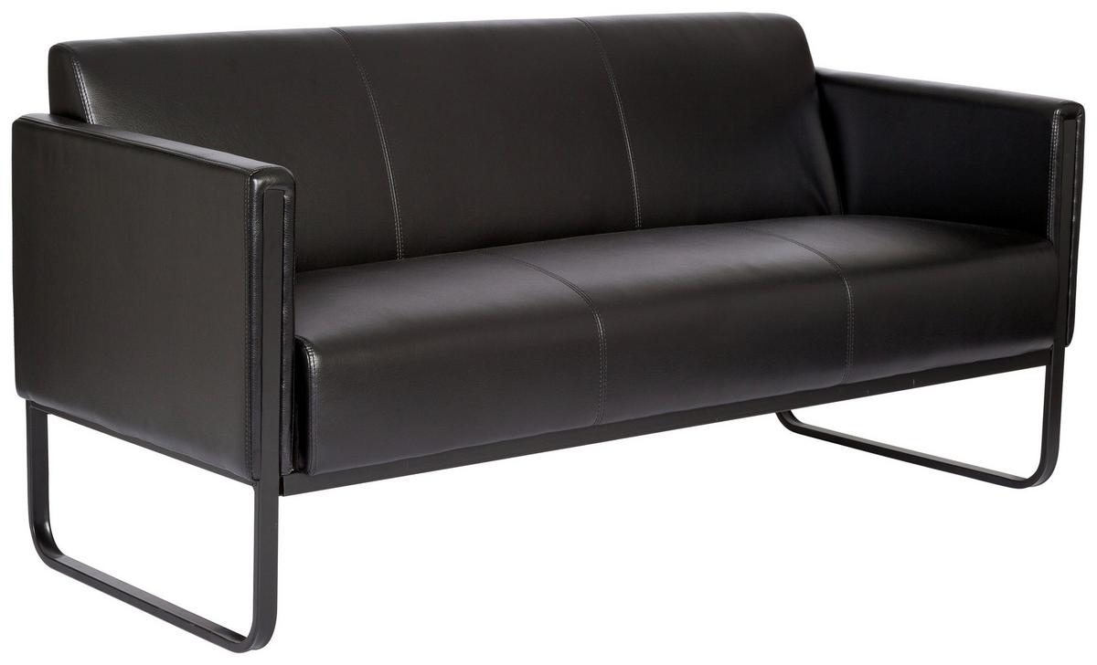 3-Sitzer-Sofa Bali Black Schwarz Lederlook - Schwarz, MODERN, Textil/Metall (159/78/71cm) - MID.YOU