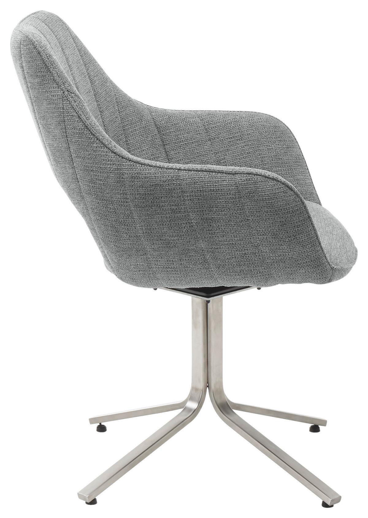 chaise accoudoirs in Grau - gris/couleur inox, Lifestyle, métal/textile (62/88/63cm) - Premium Living