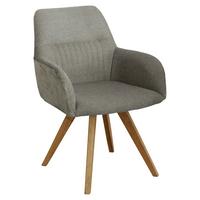 KRZESŁO Z PODŁOKIETNIKAMI VERONA - kolor dębowy/taupe, Konventionell, drewno/tkanina (61/88/69cm) - Linea Natura