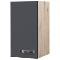 Kuhinjska Zgornja Omarica Shadow, Siva, Barva Hrasta - barve nerjavečega jekla/temno siva, Moderno, kovina/leseni material (30/54/32cm)