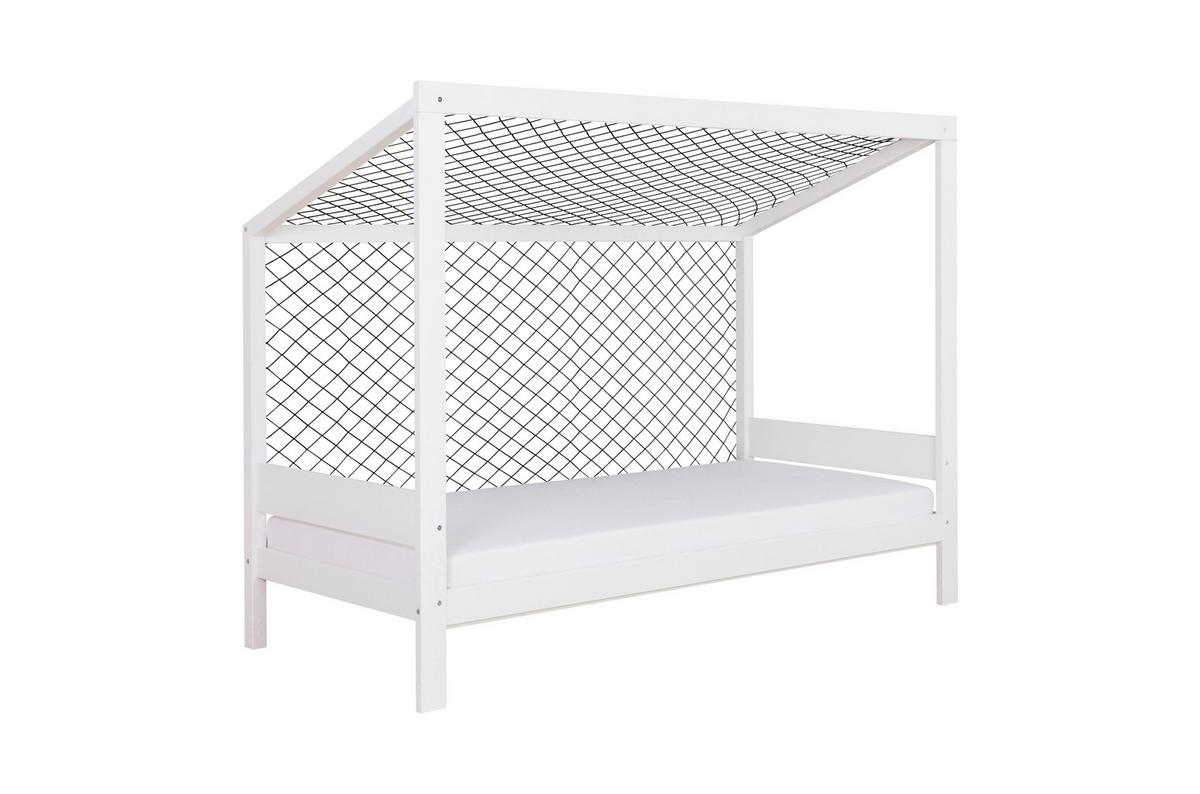 Bodenbett Fußball Holz ca. 90x200 cm Weiß - Naturfarben/Weiß, MODERN, Holz/Textil (90/200cm) - MID.YOU