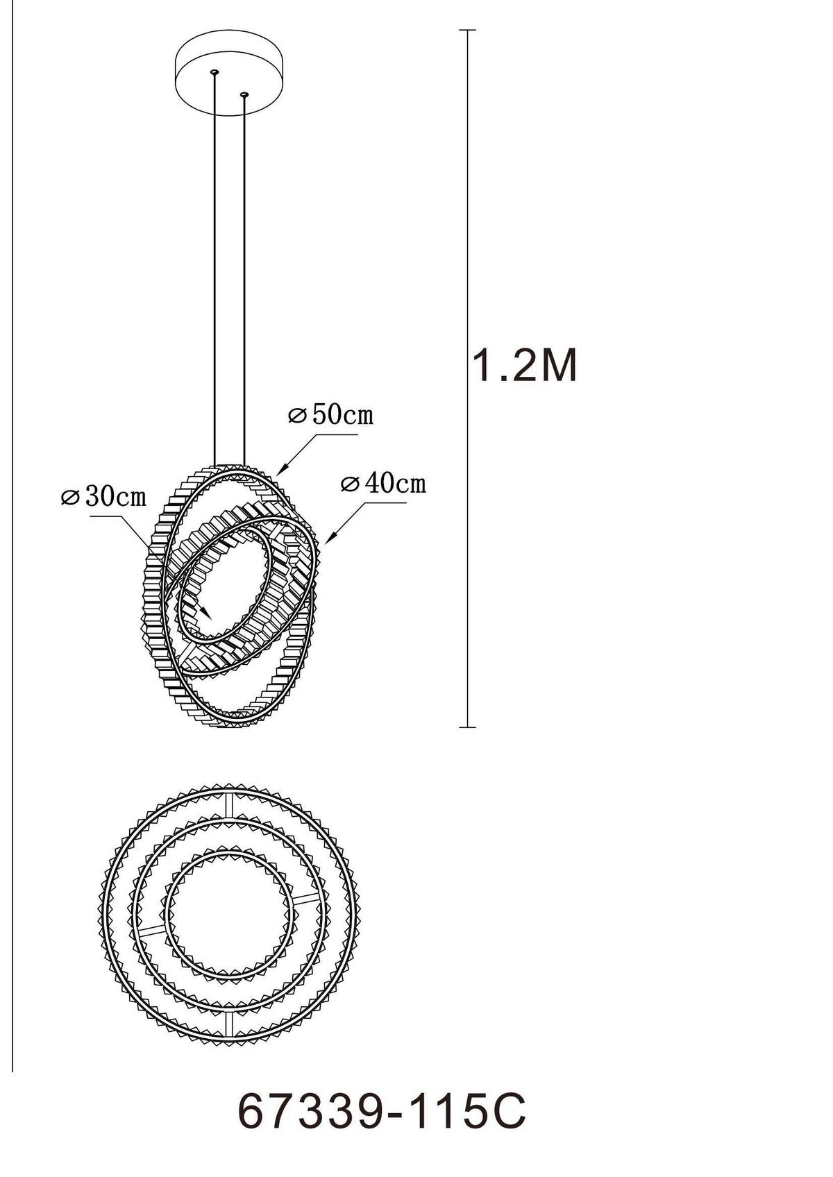 LED-HÄNGELEUCHTE 67339-115C NEIL - Klar/Chromfarben, Design, Glas/Metall (50/40/120cm) - Globo