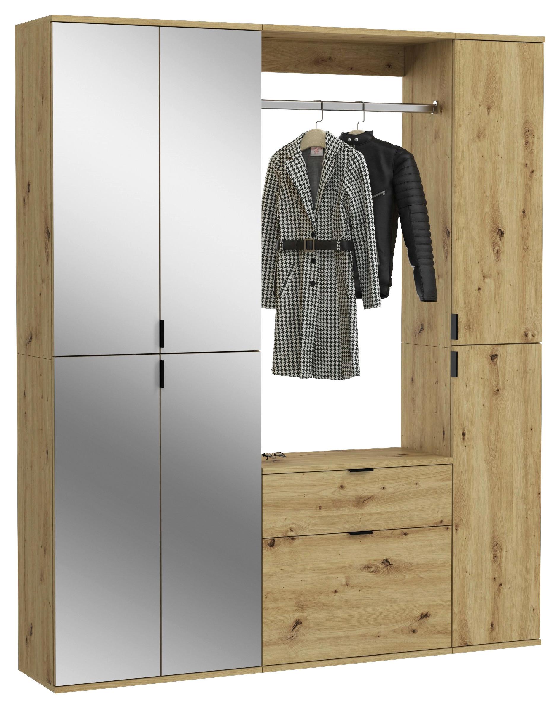 Garderobe Projekt X ca. 152x193 cm Artisan Eiche - KONVENTIONELL, Glas/Holzwerkstoff (152/193/34cm) - MID.YOU