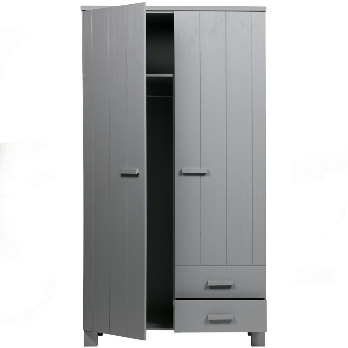 Garderobenschrank Dennis Grau - Grau, Design, Holz (111/202/55cm) - Livetastic